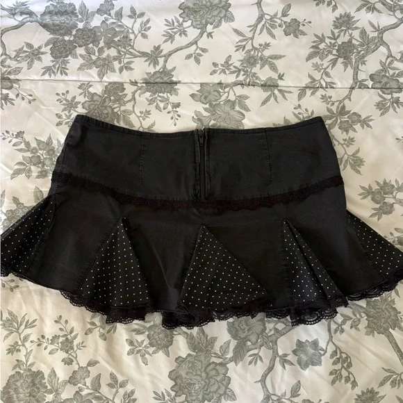 Tripp NYC Black Mini Skirt with Polka Dot Ruffles - Picture 2 of 6